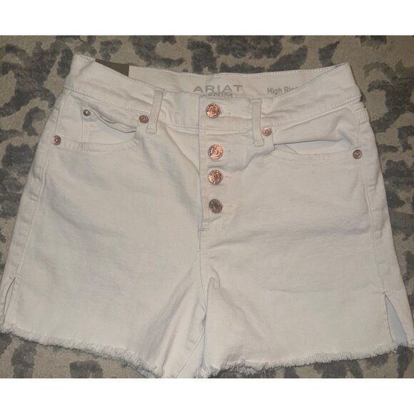 Ariat White denim button fly shorts, boyfriend, high-rise‎ size 26 R - Picture 1 of 7